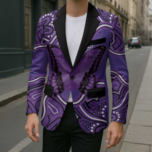 Australia Lupus Awareness Month Personalised Blazer Butterfly Purple Ribbon Invisible Illness Indigenous Art