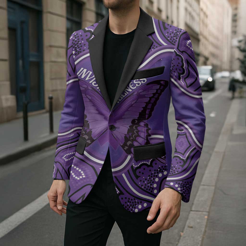 Australia Lupus Awareness Month Personalised Blazer Butterfly Purple Ribbon Invisible Illness Indigenous Art