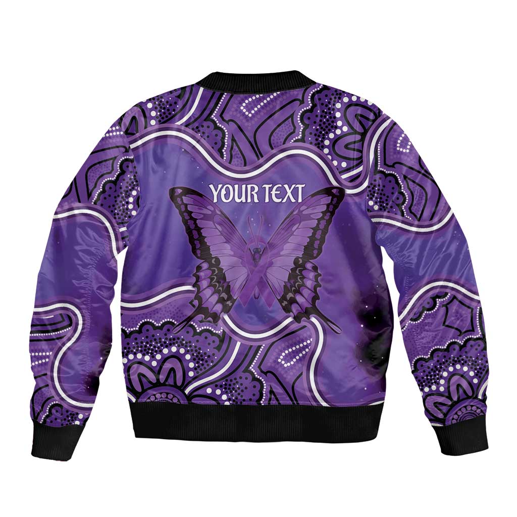Australia Lupus Awareness Month Personalised Bomber Jacket Butterfly Purple Ribbon Invisible Illness Indigenous Art