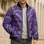 Australia Lupus Awareness Month Personalised Bomber Puffer Jacket Butterfly Purple Ribbon Invisible Illness Indigenous Art