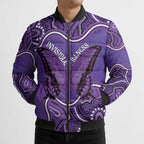 Australia Lupus Awareness Month Personalised Bomber Puffer Jacket Butterfly Purple Ribbon Invisible Illness Indigenous Art