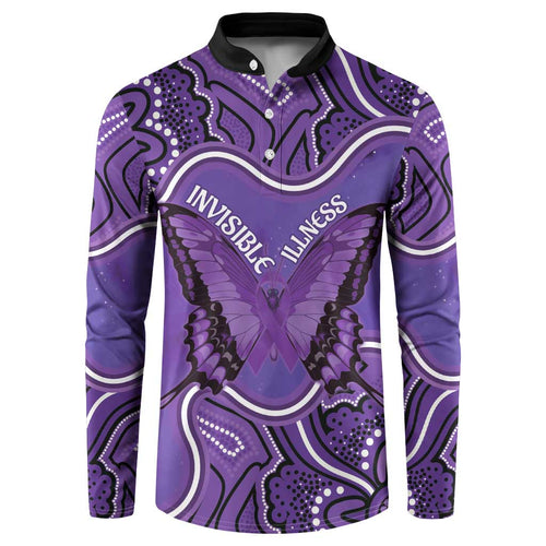 Australia Lupus Awareness Month Personalised Button Sweatshirt Butterfly Purple Ribbon Invisible Illness Indigenous Art