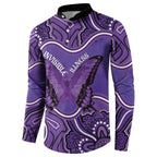 Australia Lupus Awareness Month Personalised Button Sweatshirt Butterfly Purple Ribbon Invisible Illness Indigenous Art