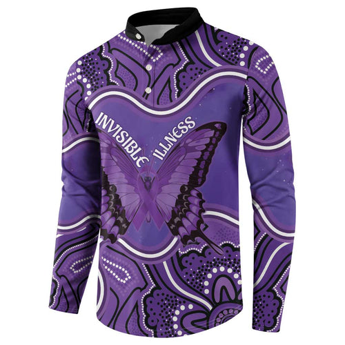 Australia Lupus Awareness Month Personalised Button Sweatshirt Butterfly Purple Ribbon Invisible Illness Indigenous Art