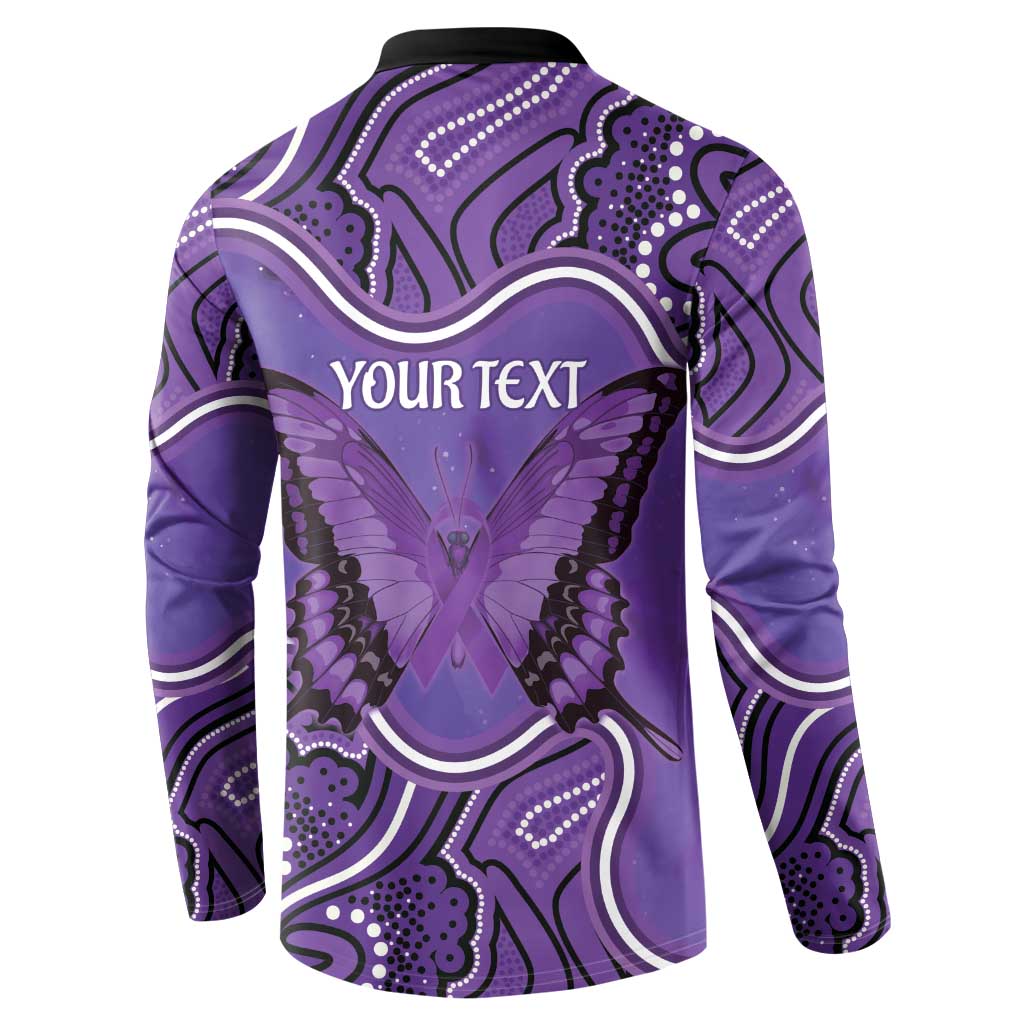 Australia Lupus Awareness Month Personalised Button Sweatshirt Butterfly Purple Ribbon Invisible Illness Indigenous Art
