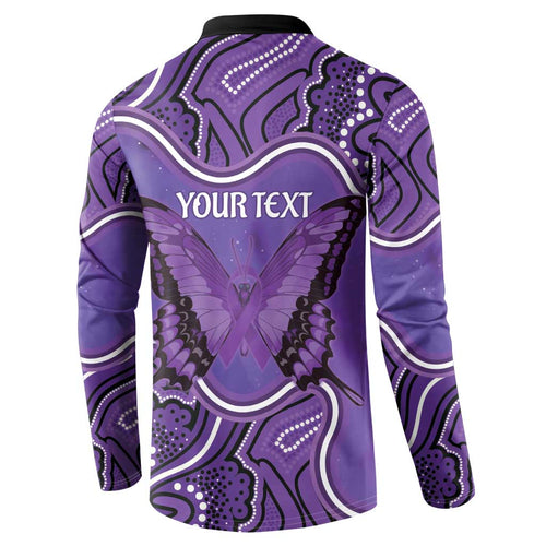 Australia Lupus Awareness Month Personalised Button Sweatshirt Butterfly Purple Ribbon Invisible Illness Indigenous Art