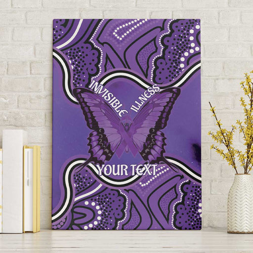 Australia Lupus Awareness Month Personalised Canvas Wall Art Butterfly Purple Ribbon Invisible Illness Indigenous Art