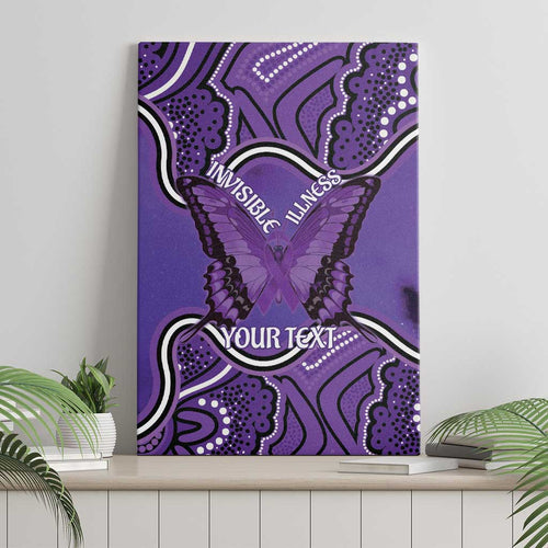 Australia Lupus Awareness Month Personalised Canvas Wall Art Butterfly Purple Ribbon Invisible Illness Indigenous Art