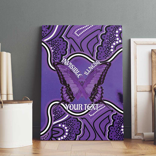 Australia Lupus Awareness Month Personalised Canvas Wall Art Butterfly Purple Ribbon Invisible Illness Indigenous Art