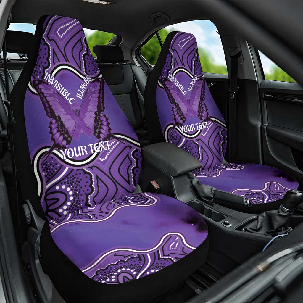 Australia Lupus Awareness Month Personalised Car Seat Cover Butterfly Purple Ribbon Invisible Illness Indigenous Art