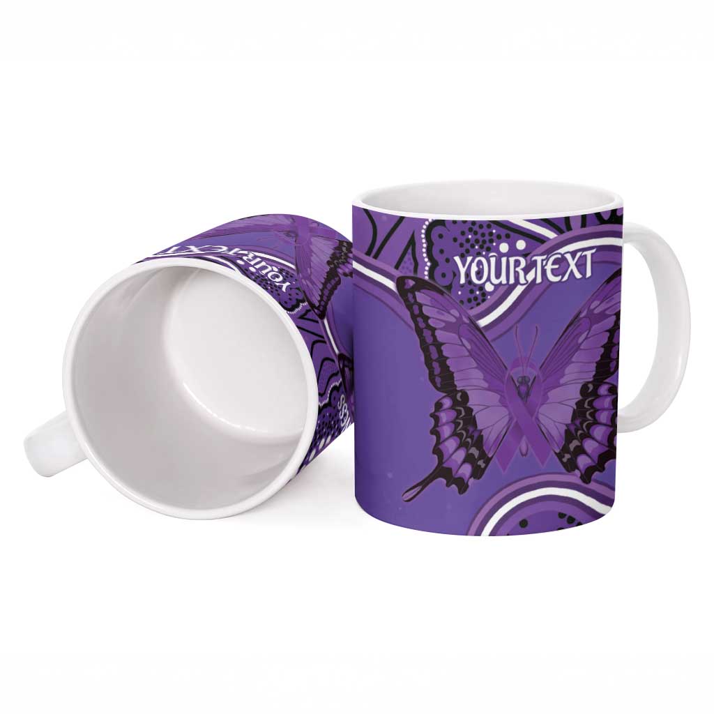 Australia Lupus Awareness Month Personalised Ceramic Mug Butterfly Purple Ribbon Invisible Illness Indigenous Art