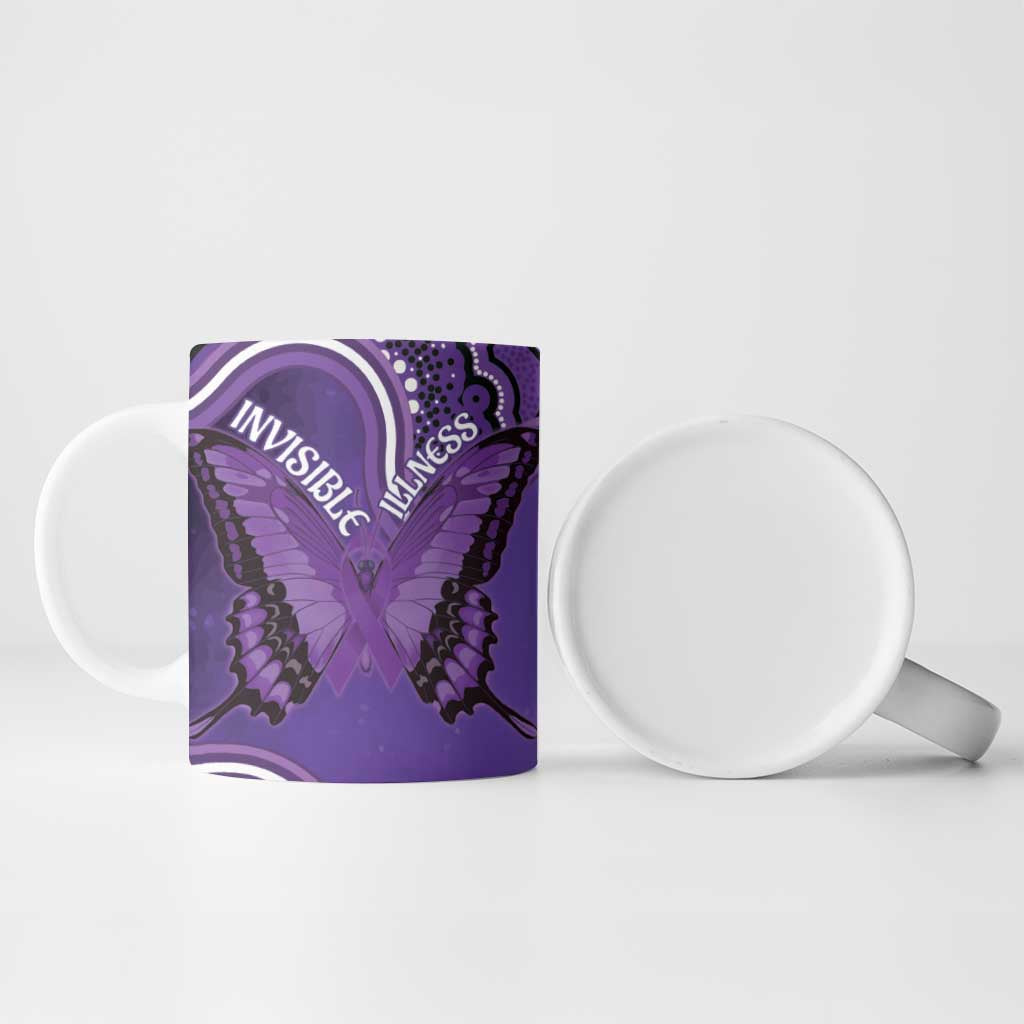 Australia Lupus Awareness Month Personalised Ceramic Mug Butterfly Purple Ribbon Invisible Illness Indigenous Art