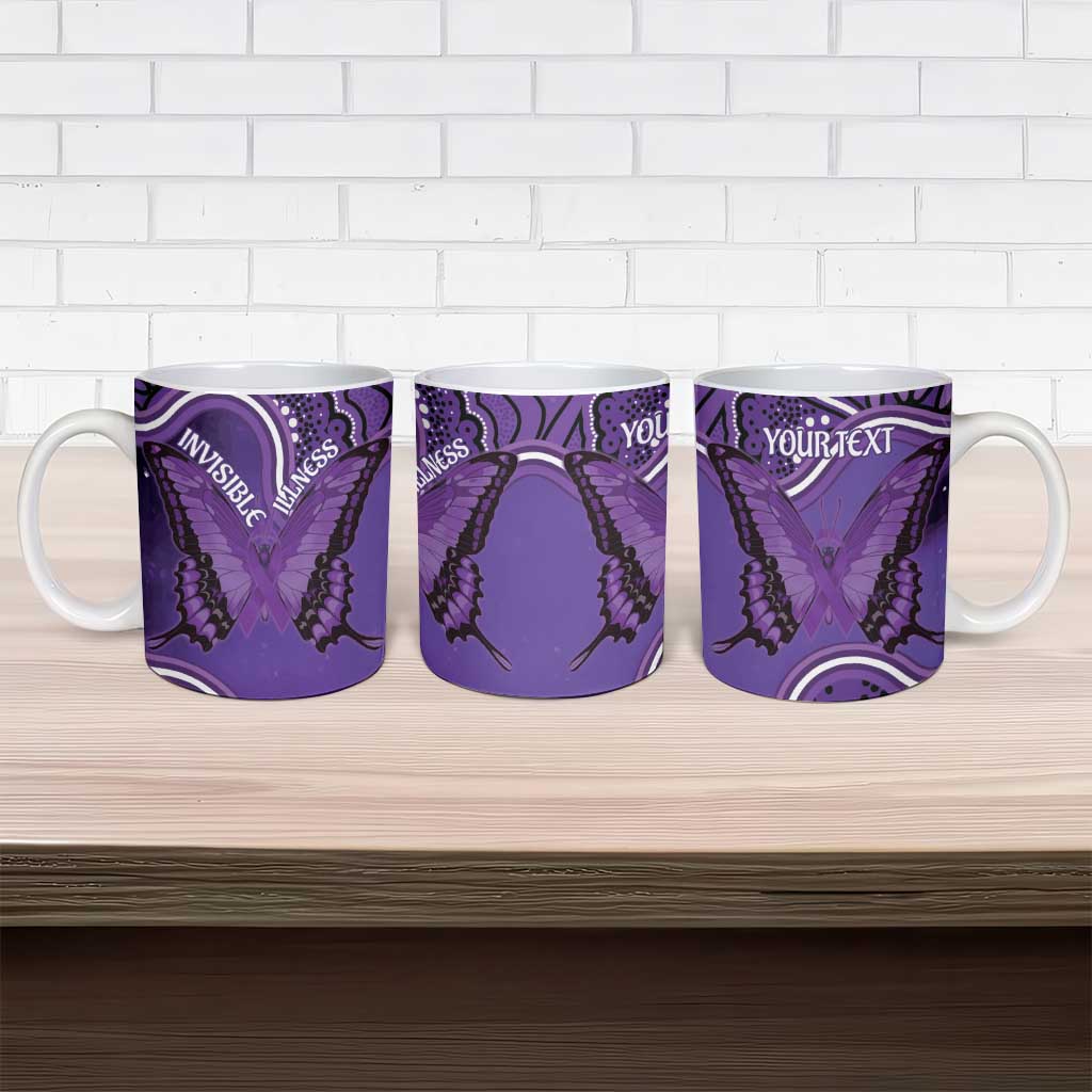 Australia Lupus Awareness Month Personalised Ceramic Mug Butterfly Purple Ribbon Invisible Illness Indigenous Art
