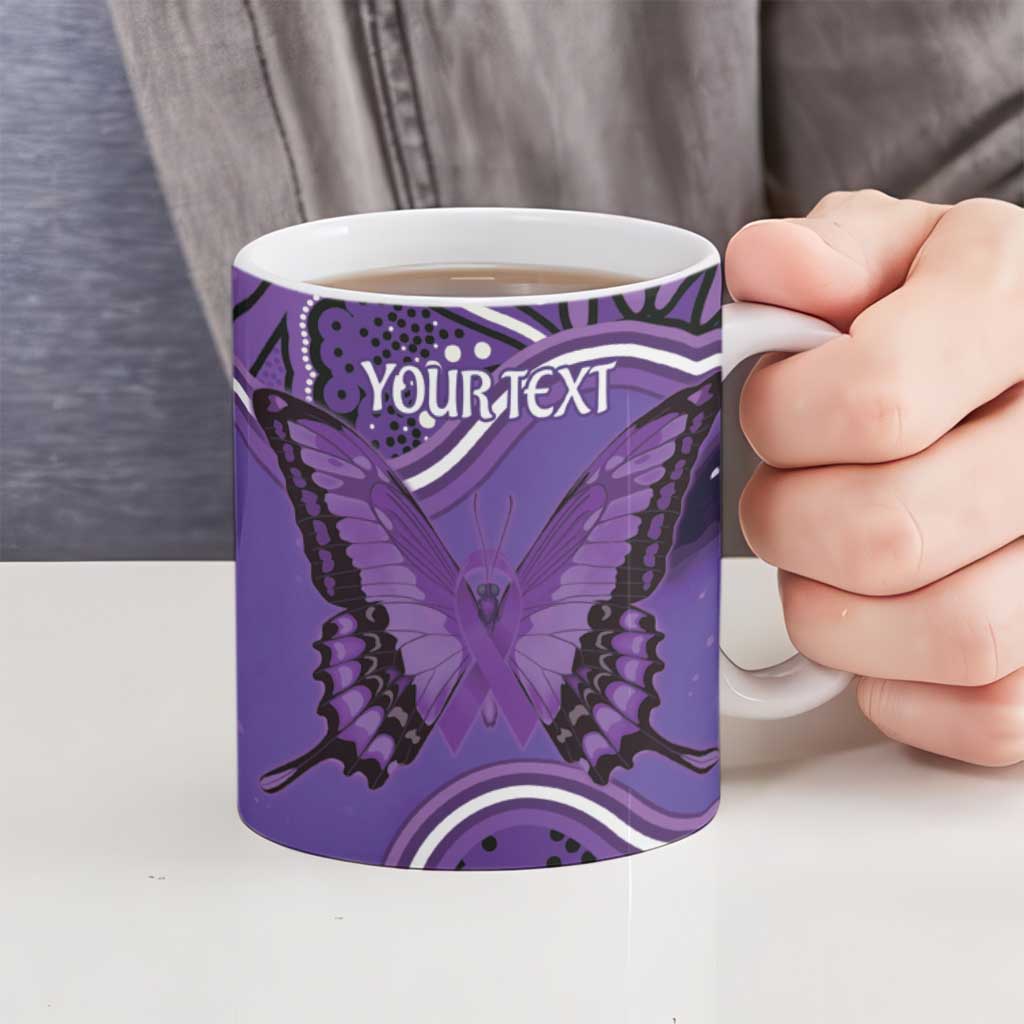 Australia Lupus Awareness Month Personalised Ceramic Mug Butterfly Purple Ribbon Invisible Illness Indigenous Art
