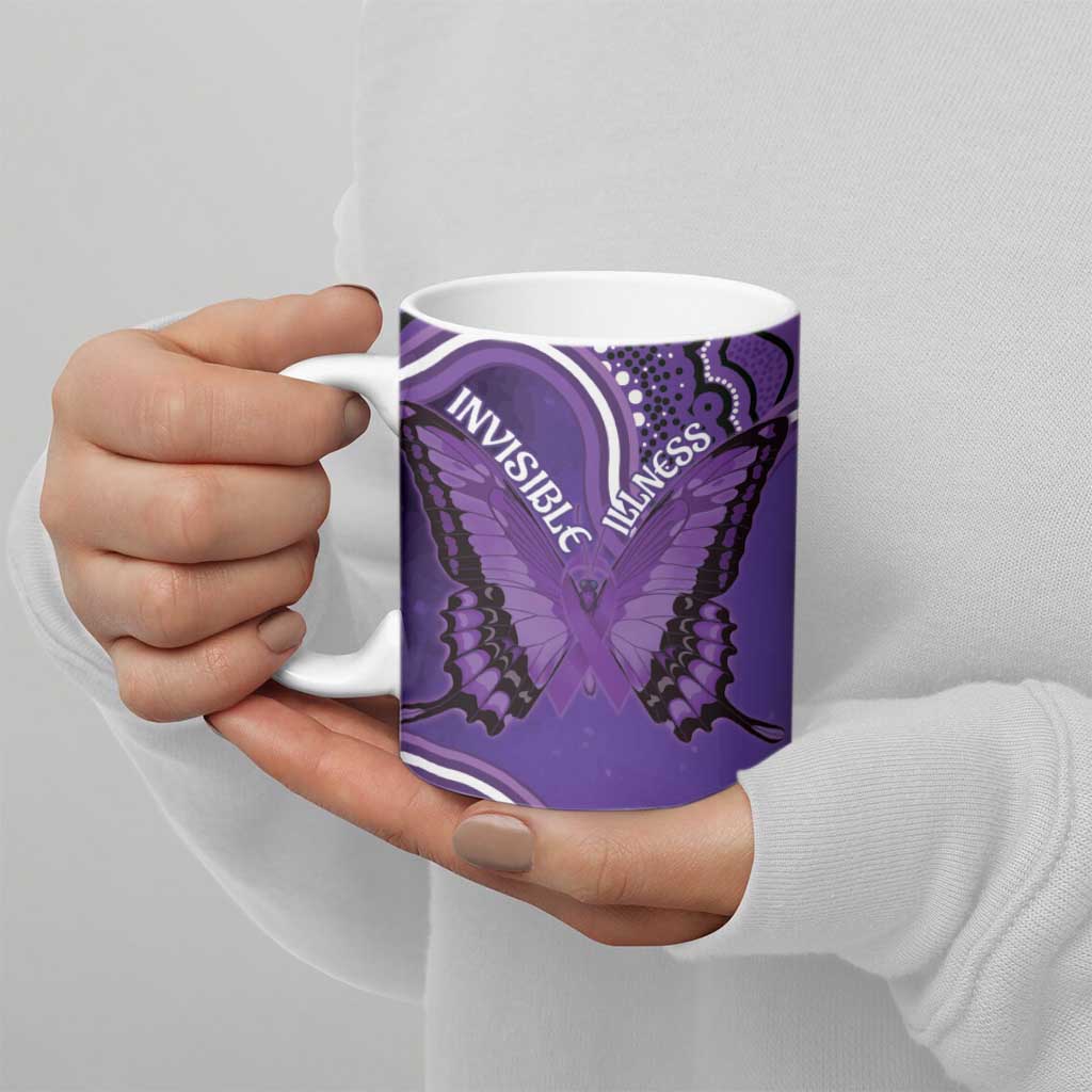 Australia Lupus Awareness Month Personalised Ceramic Mug Butterfly Purple Ribbon Invisible Illness Indigenous Art