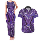 Australia Lupus Awareness Month Personalised Couples Matching Tank Maxi Dress and Hawaiian Shirt Butterfly Purple Ribbon Invisible Illness Indigenous Art