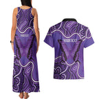 Australia Lupus Awareness Month Personalised Couples Matching Tank Maxi Dress and Hawaiian Shirt Butterfly Purple Ribbon Invisible Illness Indigenous Art
