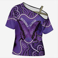 Australia Lupus Awareness Month Personalised Cross Shoulder Shirt Butterfly Purple Ribbon Invisible Illness Indigenous Art