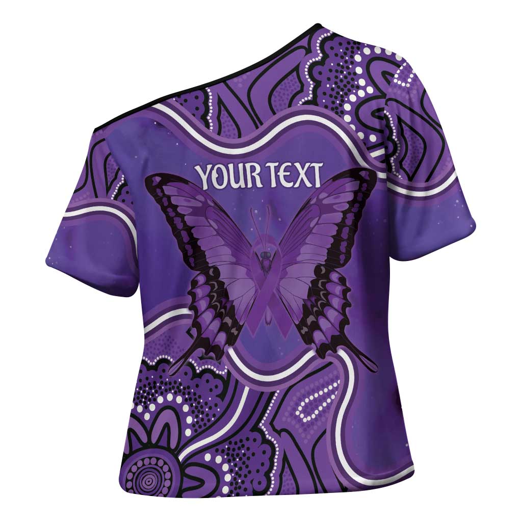 Australia Lupus Awareness Month Personalised Cross Shoulder Shirt Butterfly Purple Ribbon Invisible Illness Indigenous Art