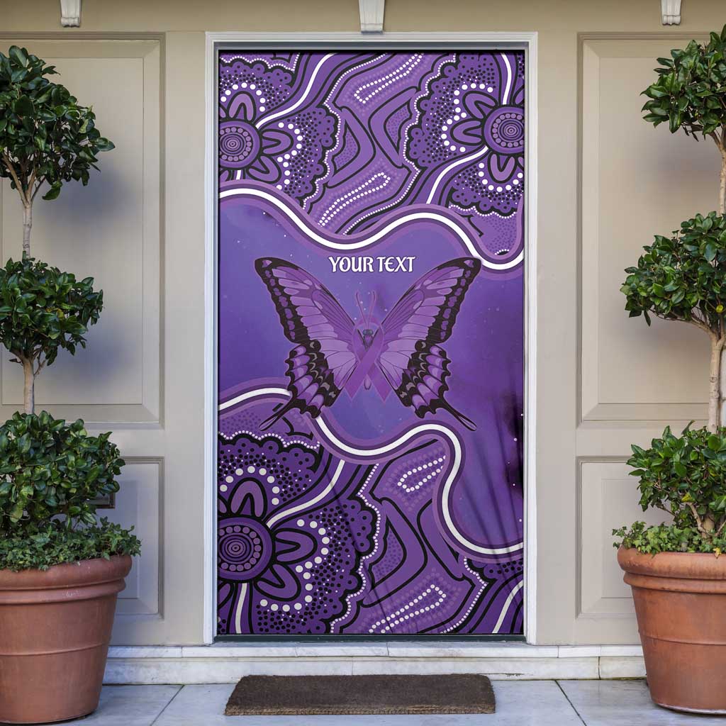Australia Lupus Awareness Month Personalised Door Cover Butterfly Purple Ribbon Invisible Illness Indigenous Art
