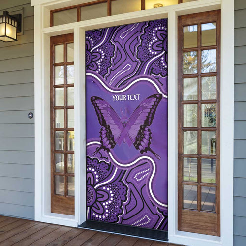 Australia Lupus Awareness Month Personalised Door Cover Butterfly Purple Ribbon Invisible Illness Indigenous Art