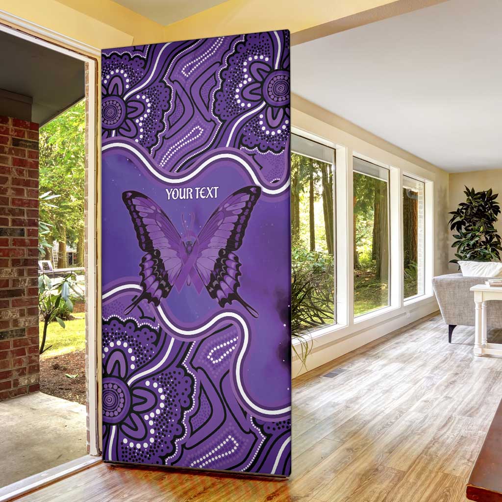 Australia Lupus Awareness Month Personalised Door Cover Butterfly Purple Ribbon Invisible Illness Indigenous Art