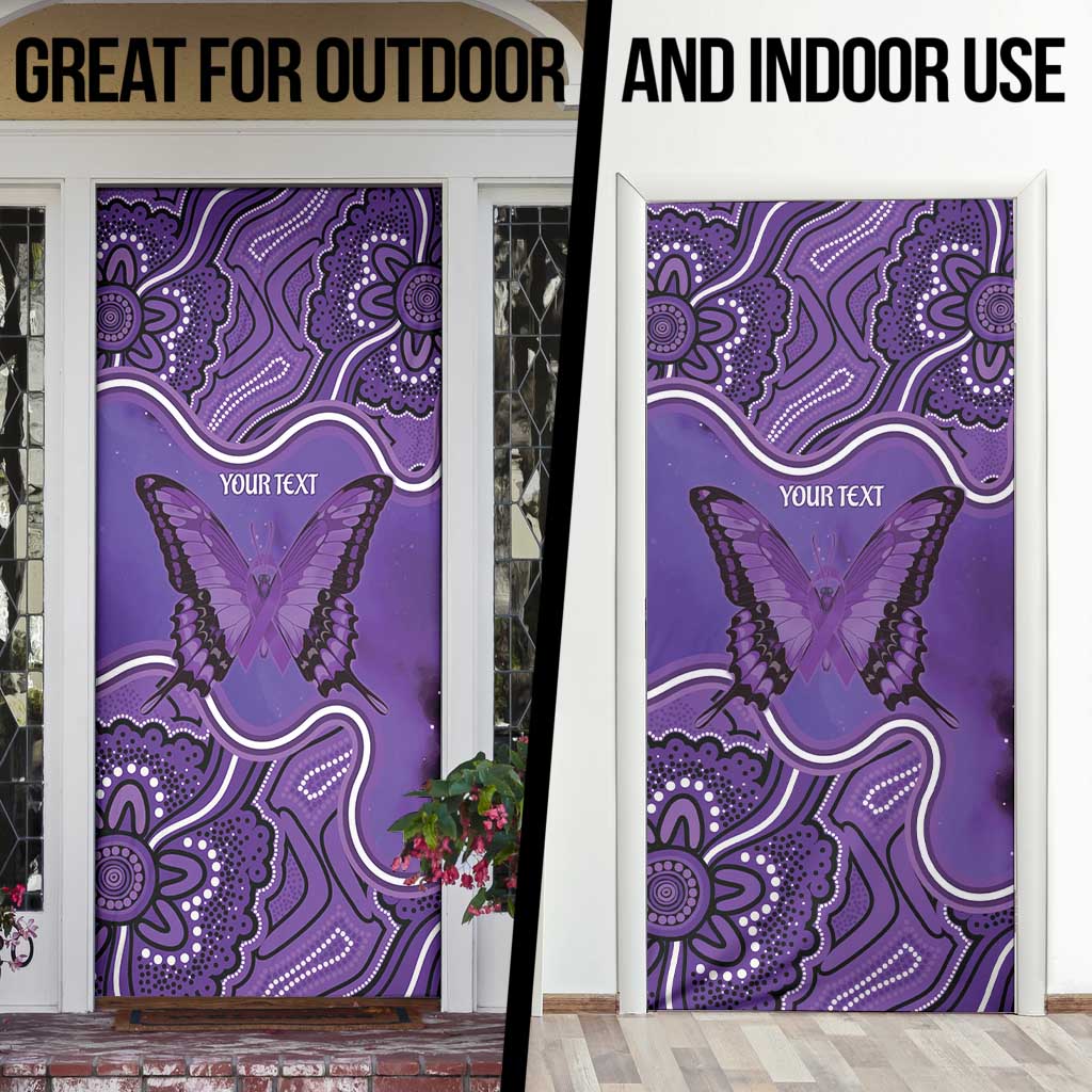 Australia Lupus Awareness Month Personalised Door Cover Butterfly Purple Ribbon Invisible Illness Indigenous Art