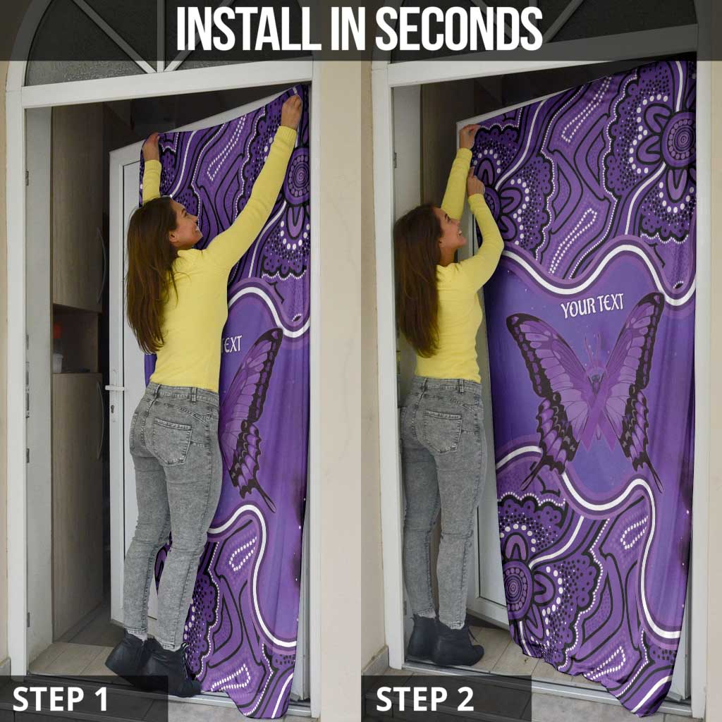 Australia Lupus Awareness Month Personalised Door Cover Butterfly Purple Ribbon Invisible Illness Indigenous Art