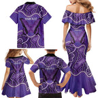 Australia Lupus Awareness Month Personalised Family Matching Mermaid Dress and Hawaiian Shirt Butterfly Purple Ribbon Invisible Illness Indigenous Art