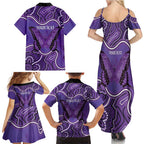 Australia Lupus Awareness Month Personalised Family Matching Summer Maxi Dress and Hawaiian Shirt Butterfly Purple Ribbon Invisible Illness Indigenous Art
