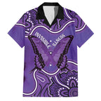 Australia Lupus Awareness Month Personalised Family Matching Summer Maxi Dress and Hawaiian Shirt Butterfly Purple Ribbon Invisible Illness Indigenous Art