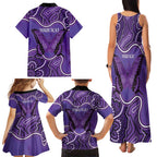 Australia Lupus Awareness Month Personalised Family Matching Tank Maxi Dress and Hawaiian Shirt Butterfly Purple Ribbon Invisible Illness Indigenous Art