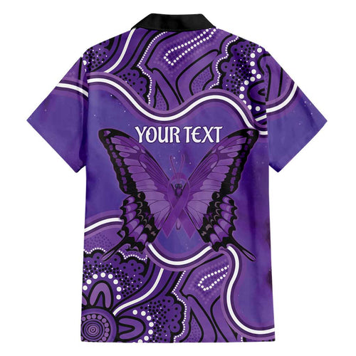 Australia Lupus Awareness Month Personalised Family Matching Tank Maxi Dress and Hawaiian Shirt Butterfly Purple Ribbon Invisible Illness Indigenous Art
