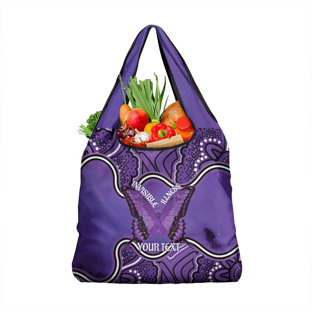 Australia Lupus Awareness Month Personalised Grocery Bag Butterfly Purple Ribbon Invisible Illness Indigenous Art
