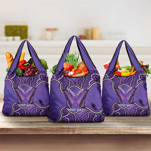 Australia Lupus Awareness Month Personalised Grocery Bag Butterfly Purple Ribbon Invisible Illness Indigenous Art