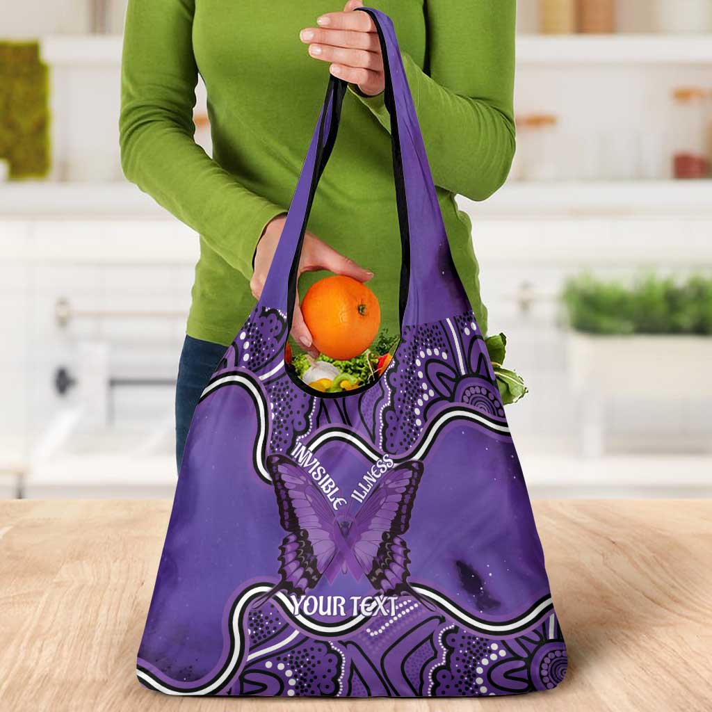 Australia Lupus Awareness Month Personalised Grocery Bag Butterfly Purple Ribbon Invisible Illness Indigenous Art