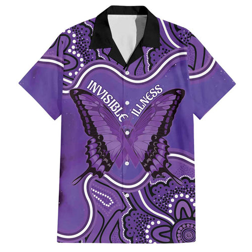 Australia Lupus Awareness Month Personalised Hawaiian Shirt Butterfly Purple Ribbon Invisible Illness Indigenous Art