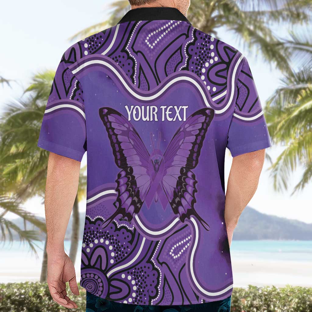 Australia Lupus Awareness Month Personalised Hawaiian Shirt Butterfly Purple Ribbon Invisible Illness Indigenous Art