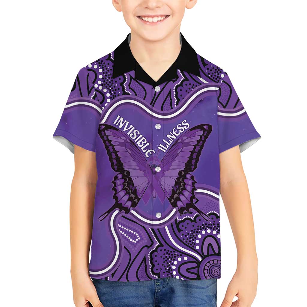 Australia Lupus Awareness Month Personalised Hawaiian Shirt Butterfly Purple Ribbon Invisible Illness Indigenous Art