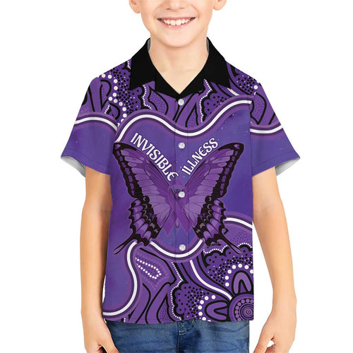 Australia Lupus Awareness Month Personalised Hawaiian Shirt Butterfly Purple Ribbon Invisible Illness Indigenous Art