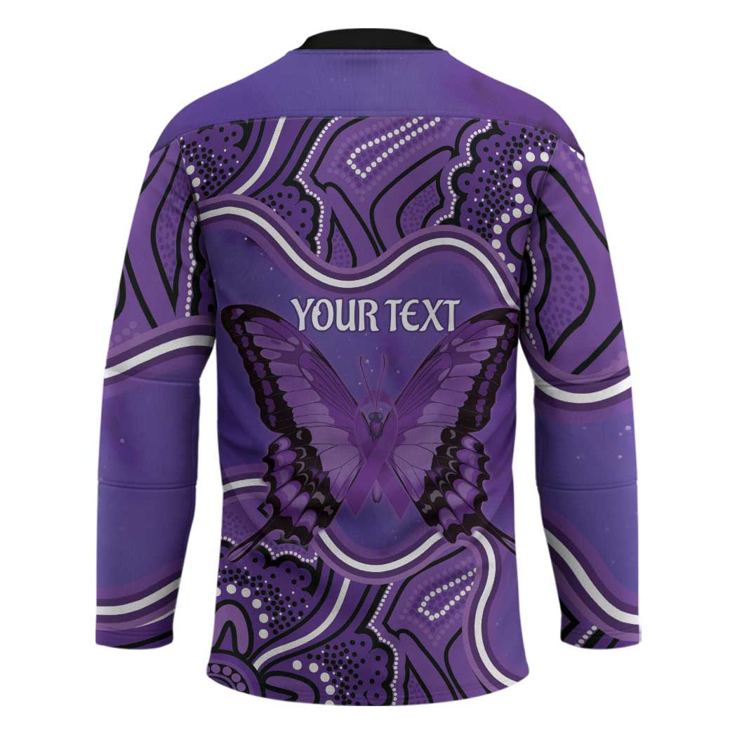Australia Lupus Awareness Month Personalised Hockey Jersey Butterfly Purple Ribbon Invisible Illness Indigenous Art