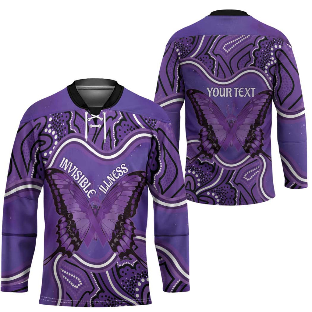 Australia Lupus Awareness Month Personalised Hockey Jersey Butterfly Purple Ribbon Invisible Illness Indigenous Art