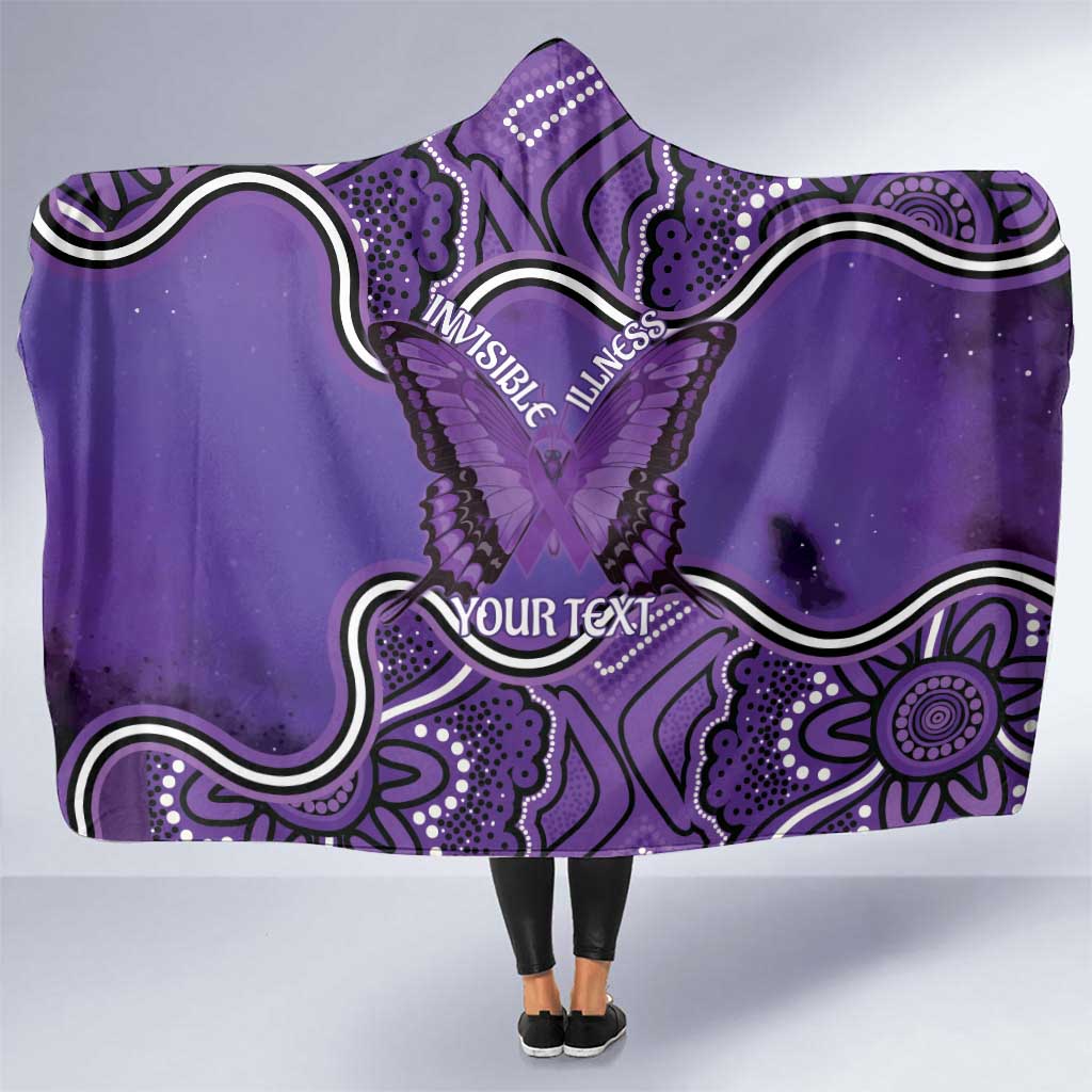 Australia Lupus Awareness Month Personalised Hooded Blanket Butterfly Purple Ribbon Invisible Illness Indigenous Art