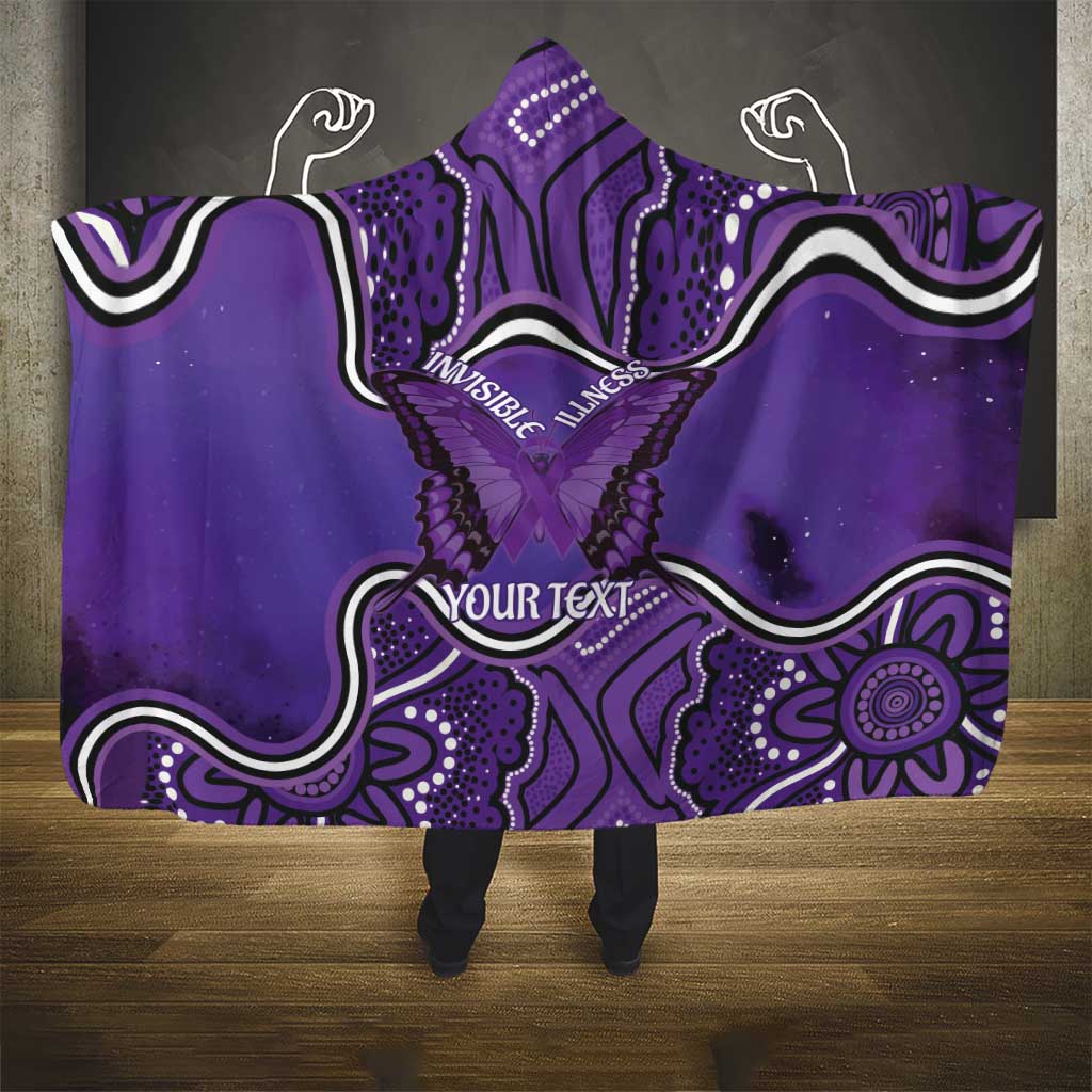 Australia Lupus Awareness Month Personalised Hooded Blanket Butterfly Purple Ribbon Invisible Illness Indigenous Art