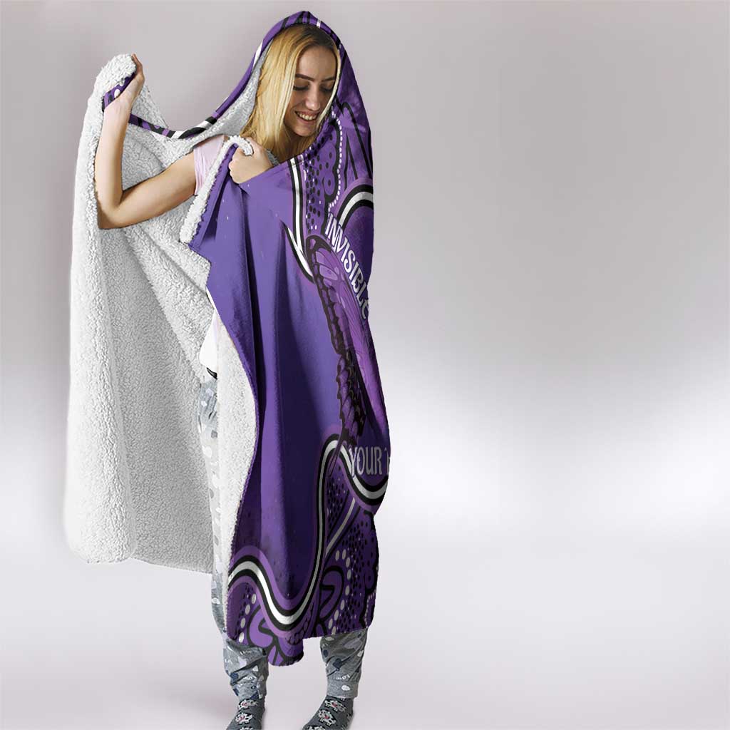 Australia Lupus Awareness Month Personalised Hooded Blanket Butterfly Purple Ribbon Invisible Illness Indigenous Art