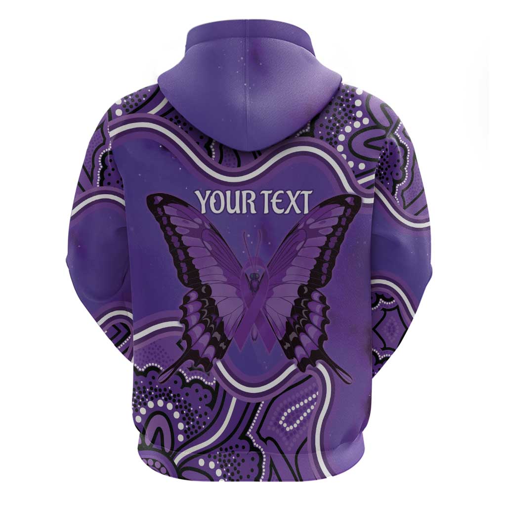 Australia Lupus Awareness Month Personalised Hoodie Butterfly Purple Ribbon Invisible Illness Indigenous Art