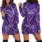 Australia Lupus Awareness Month Personalised Hoodie Dress Butterfly Purple Ribbon Invisible Illness Indigenous Art