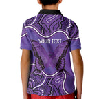Australia Lupus Awareness Month Personalised Kid Polo Shirt Butterfly Purple Ribbon Invisible Illness Indigenous Art