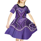Australia Lupus Awareness Month Personalised Kid Short Sleeve Dress Butterfly Purple Ribbon Invisible Illness Indigenous Art