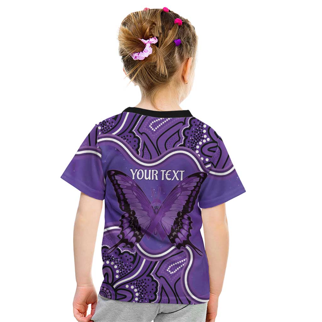 Australia Lupus Awareness Month Personalised Kid T Shirt Butterfly Purple Ribbon Invisible Illness Indigenous Art